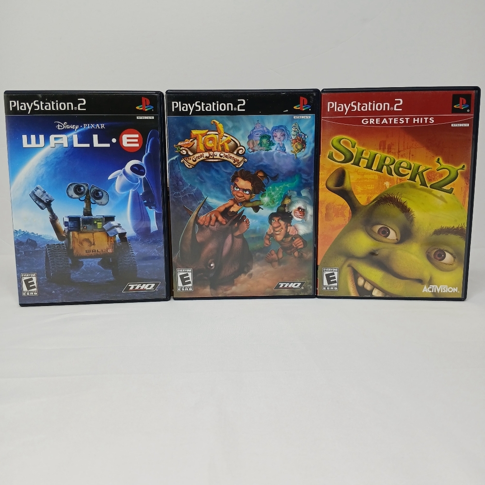 Sony Playstation 2 Video Game Lot Of 3 Shrek 2 WALL•E Tak The Great JuJu